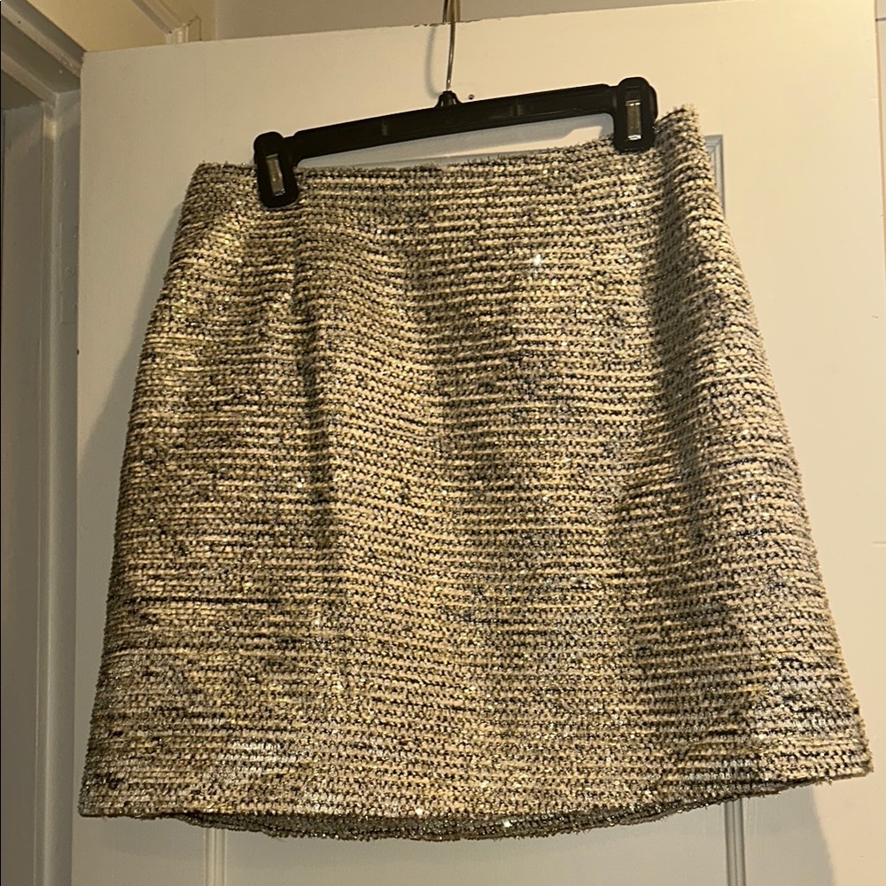 Hutch Tweed-Look Mini Skirt in gold and Black. Size 10